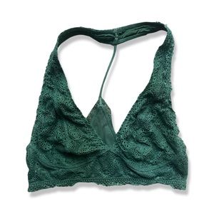 Victoria’s Secret dark green, lace, halter bralette (M)